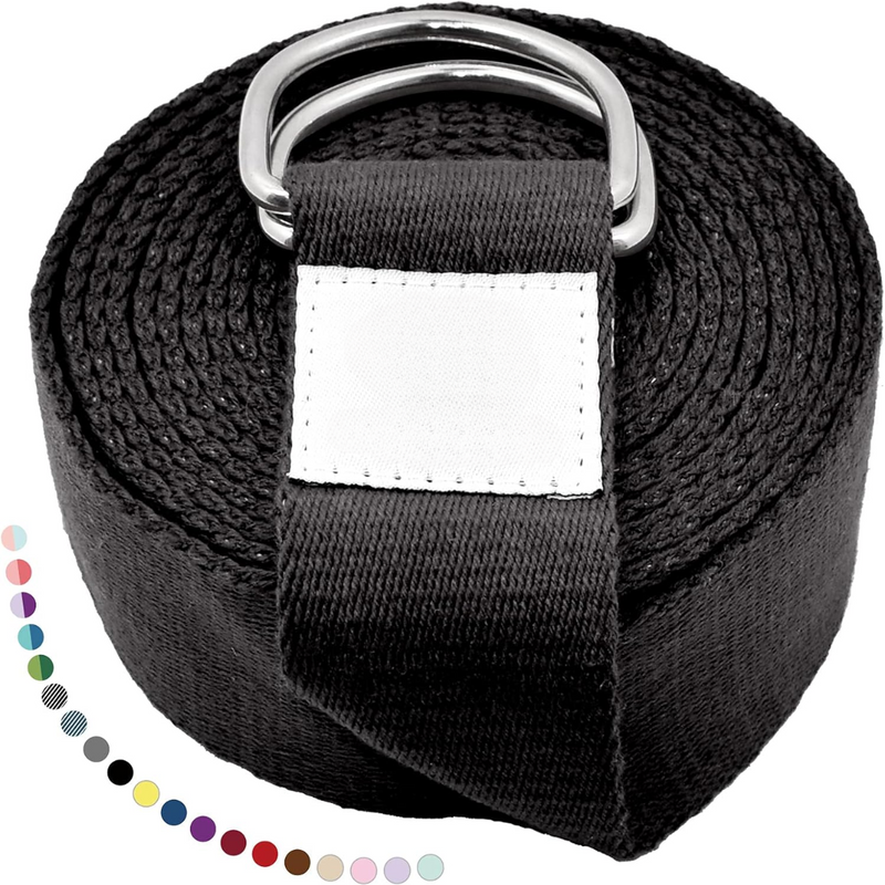 Yoga Band with Adjustable D-Ring Buckle-180.00 cm-Black-State of Style