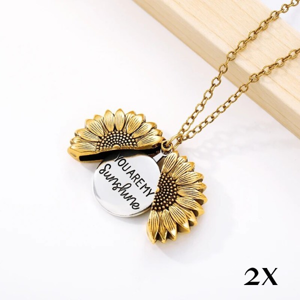 "You're My Sunshine" Sunflower Locket Necklace-2x Gold-State of Style