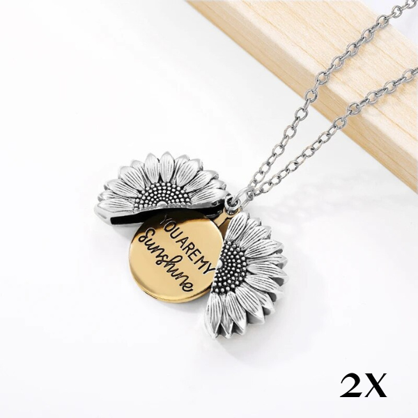 "You're My Sunshine" Sunflower Locket Necklace-2x Silver-State of Style