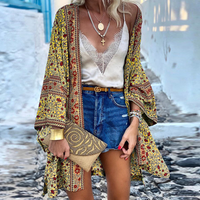 Zanzi Boho Cardigan | A Vibrant, Stylish & Breezy Mid-Length Kimono-Yellow-S-State of Style