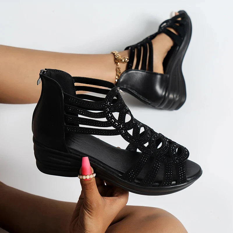 Zara - Orthopedische Zwarte Elegante Sandalen-Black-5-State of Style