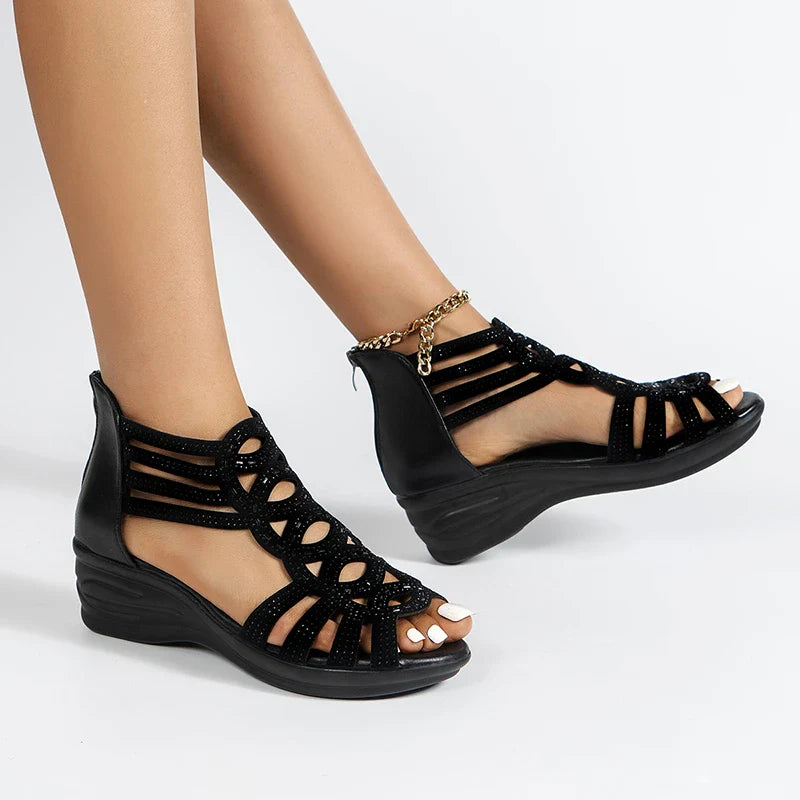 Zara - Orthopedische Zwarte Elegante Sandalen-Black-5-State of Style
