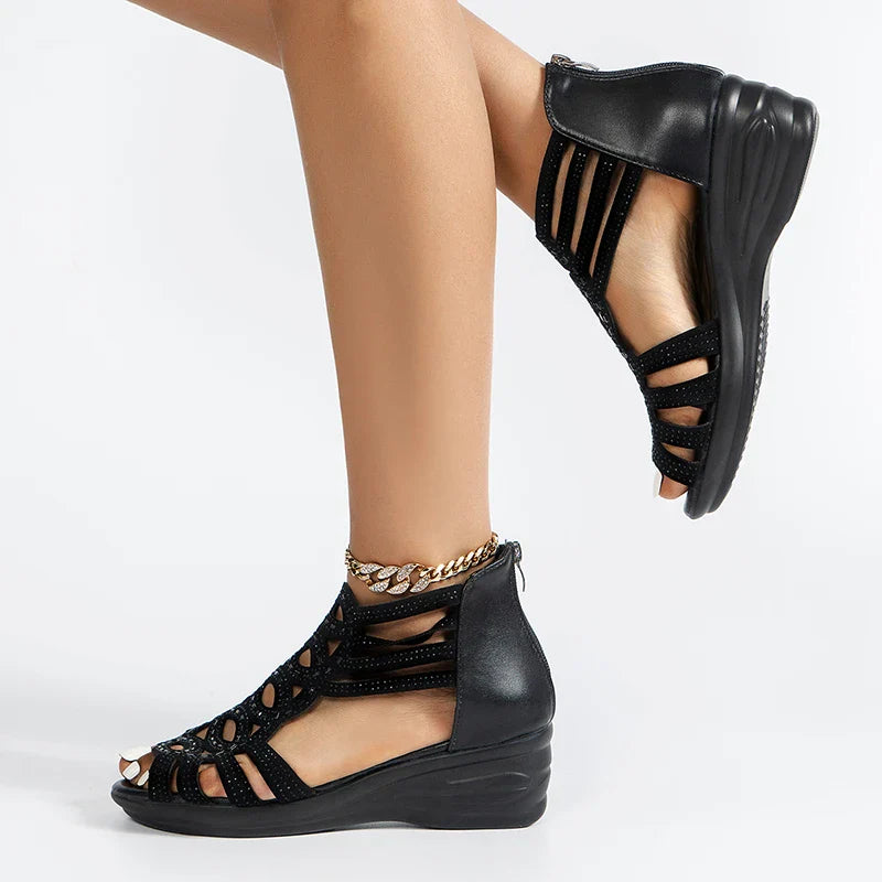 Zara - Orthopedische Zwarte Elegante Sandalen-Black-5-State of Style