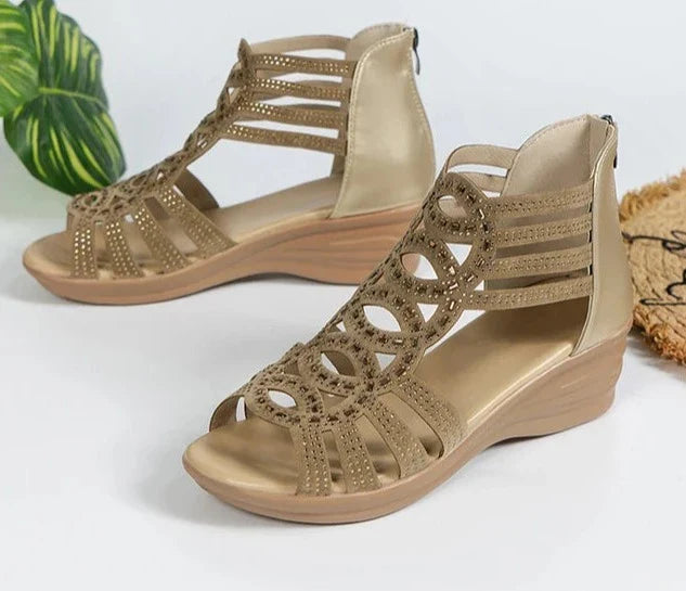 Zara - Orthopedische Zwarte Elegante Sandalen-Gold-5-State of Style