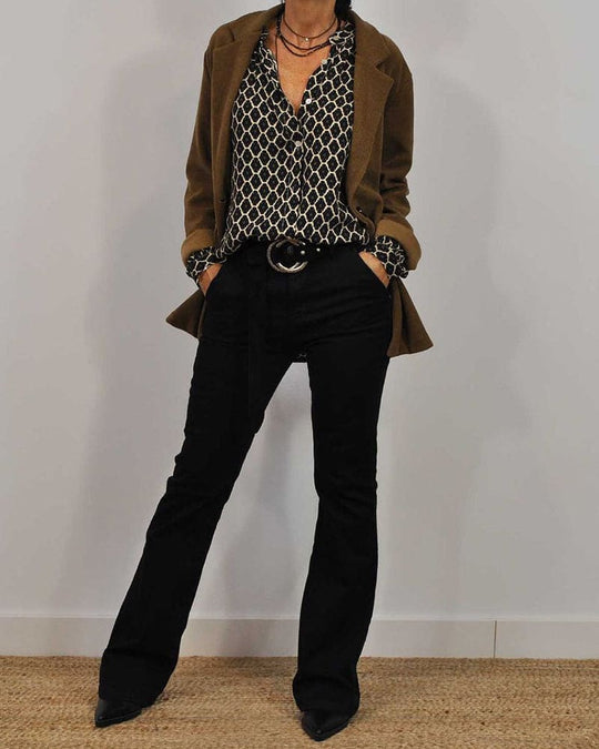 Zara V-Neck Blouse-Black-S-State of Style