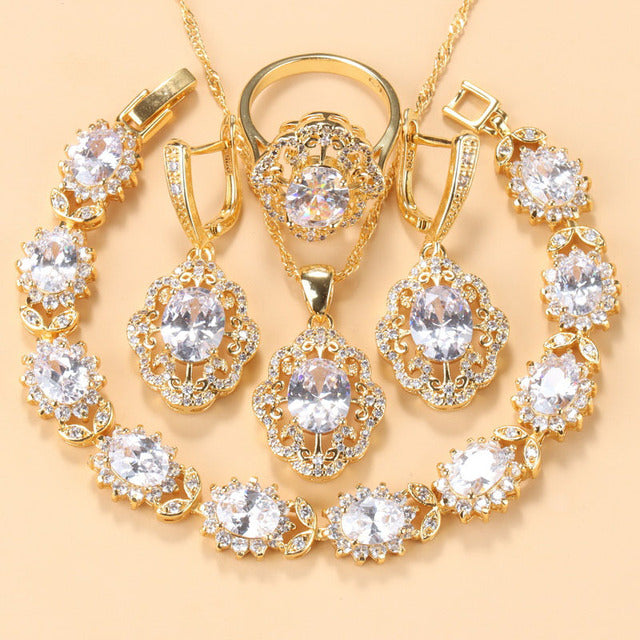 Zauber S | Zirconia Charming Bracelet and Ring-Blue (4-piece set)-6-State of Style