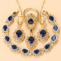 Zauber S | Zirconia Charming Bracelet and Ring-Blue (4-piece set)-6-State of Style