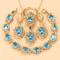 Zauber S | Zirconia Charming Bracelet and Ring-Sky Blue (4-piece set)-6-State of Style