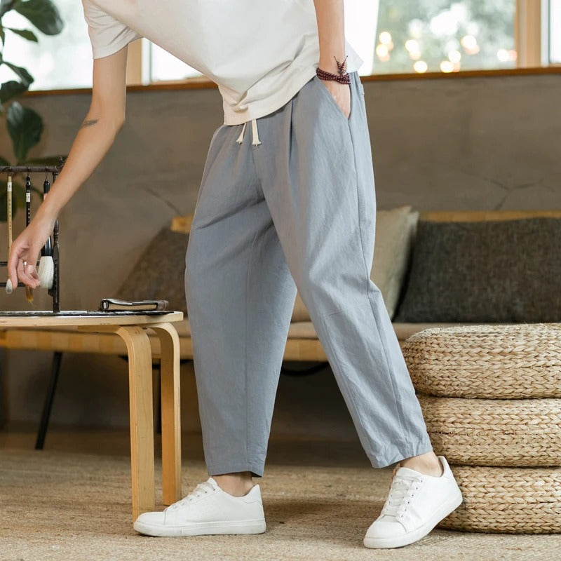 Zavier - Linen Pants | Stylish Summer Linen Trousers for Men-Light Grey-M-State of Style