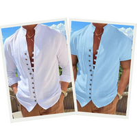 Zavier - Men's Summer Shirt | Short Sleeve Mandarin Collar Shirt-Khaki-S-State of Style