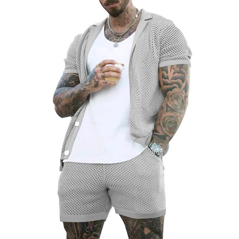 Zayn - Men's Lounge Set | Stylish Short-Sleeve Shirt & Shorts-Blue-S-State of Style