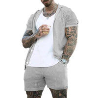 Zayn - Men's Lounge Set | Stylish Short-Sleeve Shirt & Shorts-Blue-S-State of Style