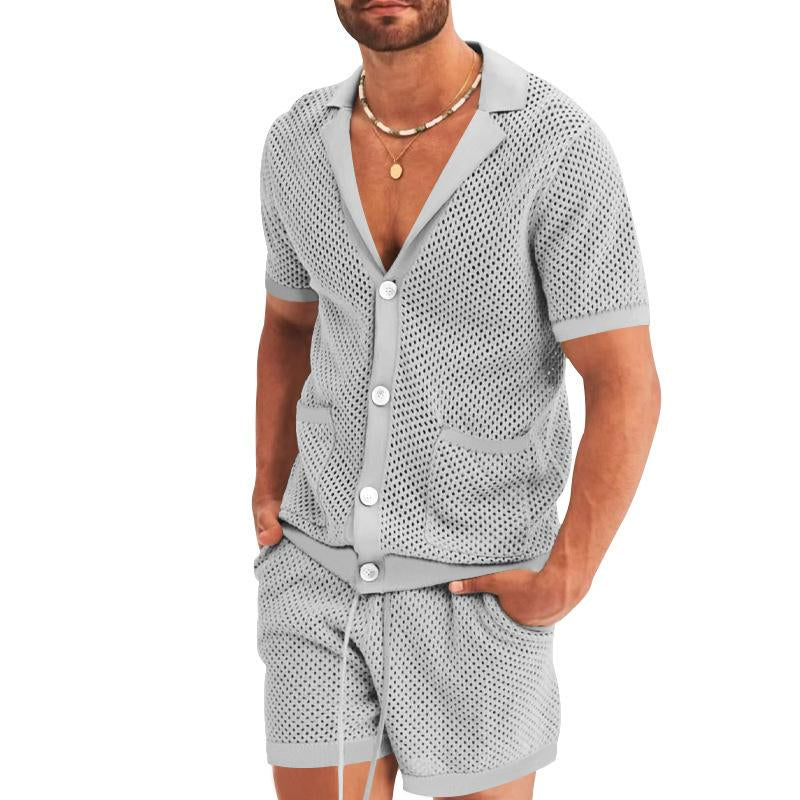 Zayn - Men's Lounge Set | Stylish Short-Sleeve Shirt & Shorts-Grey-S-State of Style