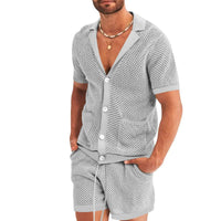 Zayn - Men's Lounge Set | Stylish Short-Sleeve Shirt & Shorts-Grey-S-State of Style