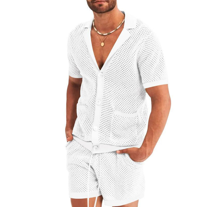 Zayn - Men's Lounge Set | Stylish Short-Sleeve Shirt & Shorts-White-S-State of Style