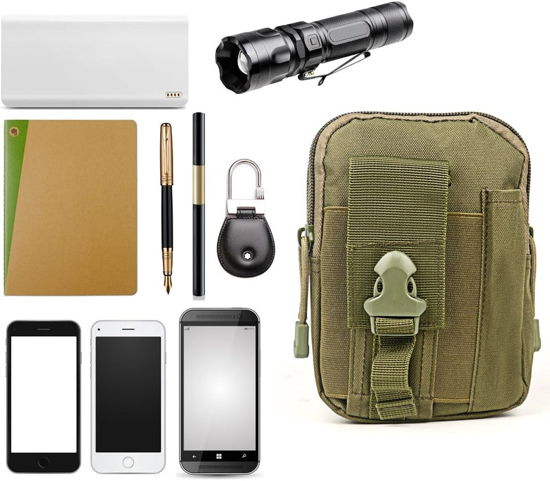 Compact Tactical Molle Pouch with Phone Holster and Utility Pockets – 1+1 FREE