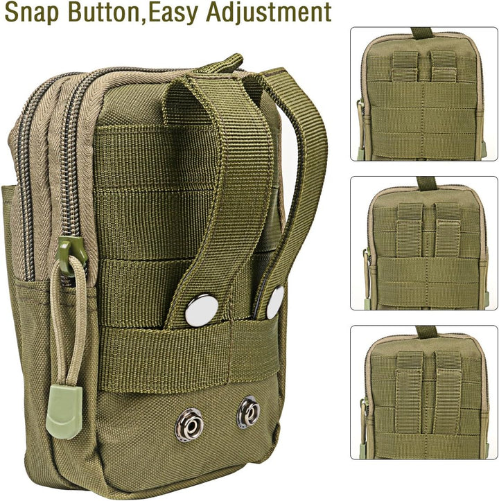 Compact Tactical Molle Pouch with Phone Holster and Utility Pockets – 1+1 FREE