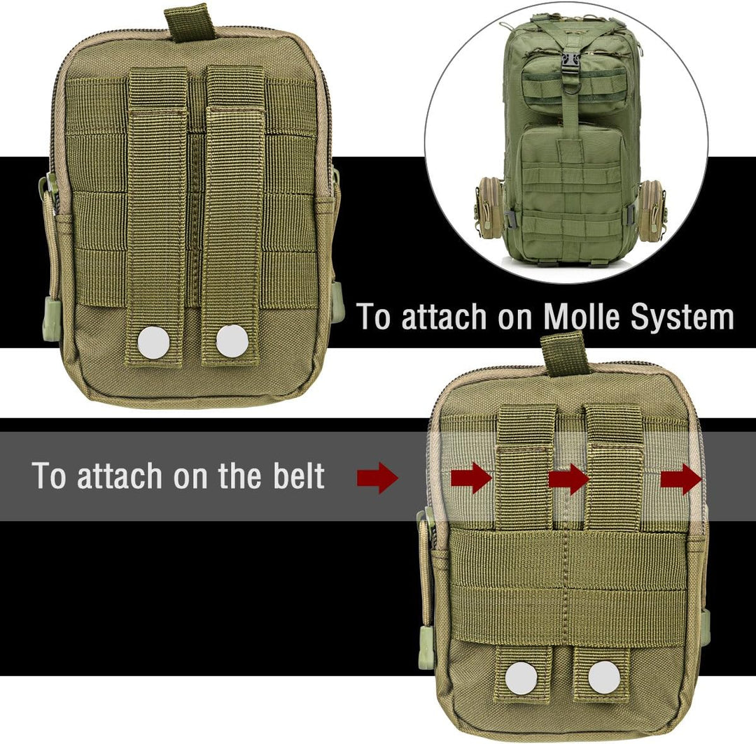 Compact Tactical Molle Pouch with Phone Holster and Utility Pockets – 1+1 FREE