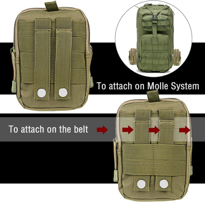 Compact Tactical Molle Pouch with Phone Holster and Utility Pockets – 1+1 FREE