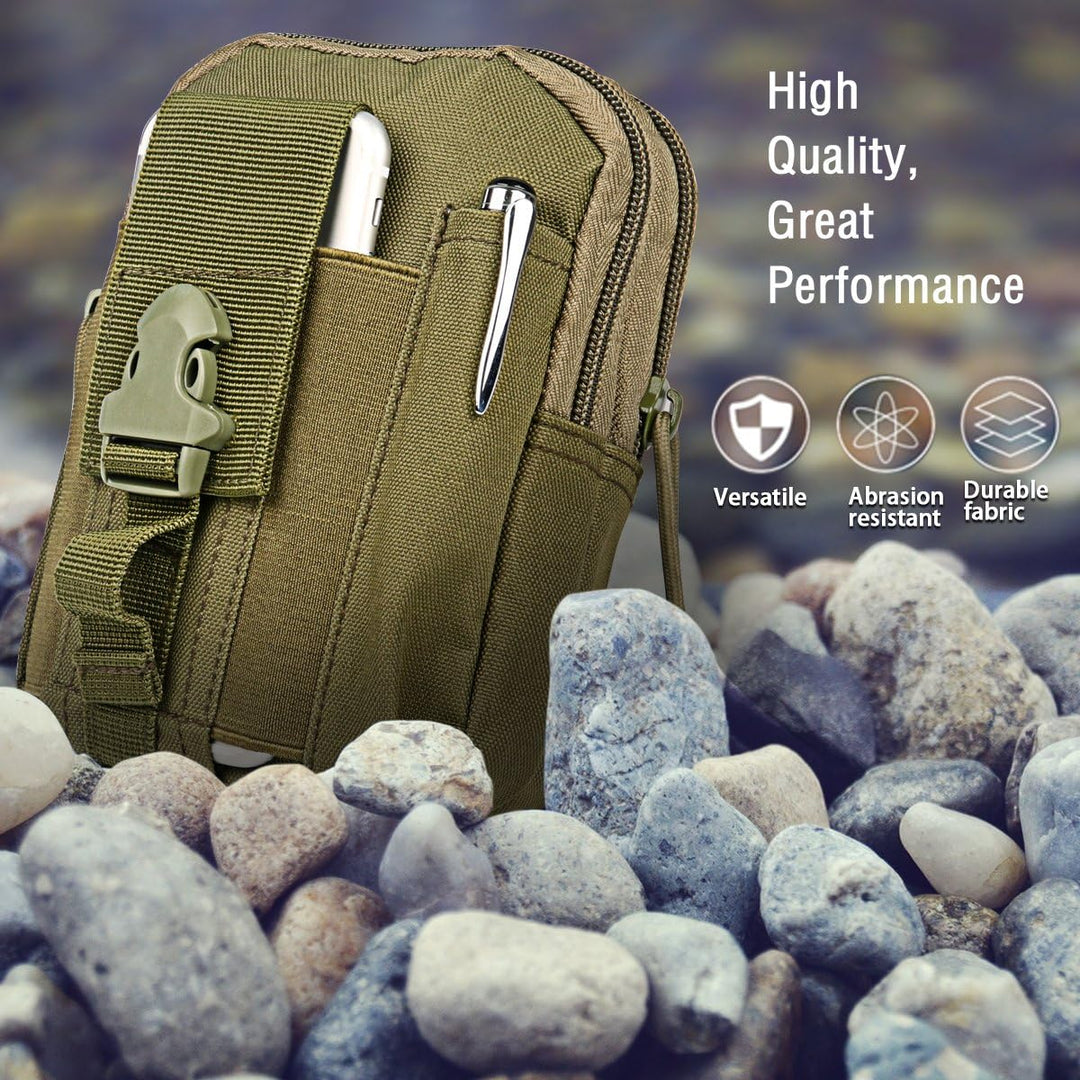 Compact Tactical Molle Pouch with Phone Holster and Utility Pockets – 1+1 FREE
