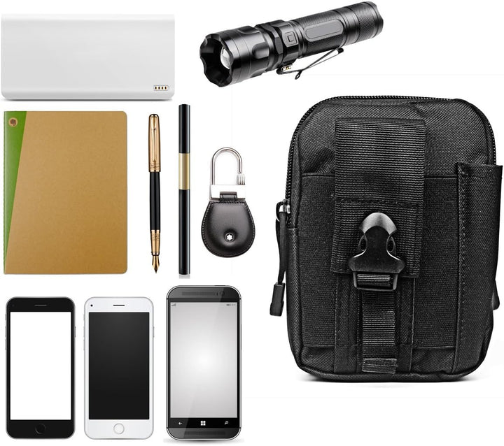 Compact Tactical Molle Pouch with Phone Holster and Utility Pockets – 1+1 FREE