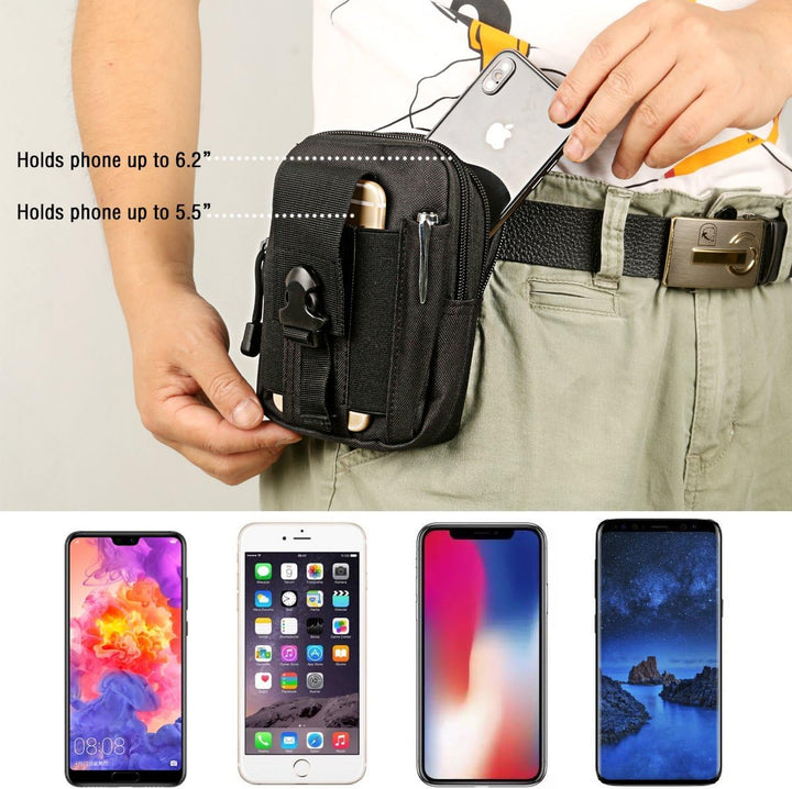 Compact Tactical Molle Pouch with Phone Holster and Utility Pockets – 1+1 FREE