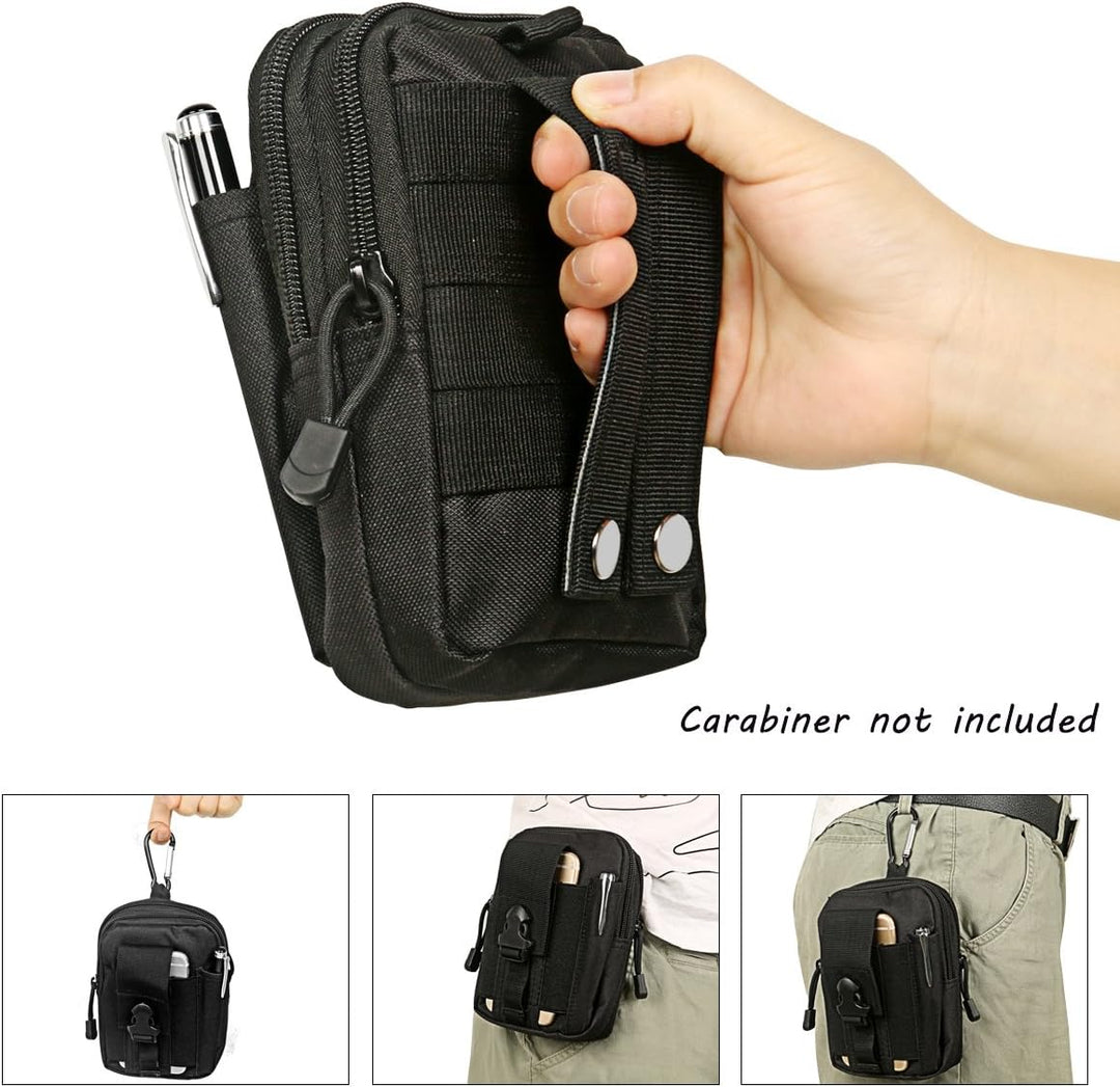Compact Tactical Molle Pouch with Phone Holster and Utility Pockets – 1+1 FREE