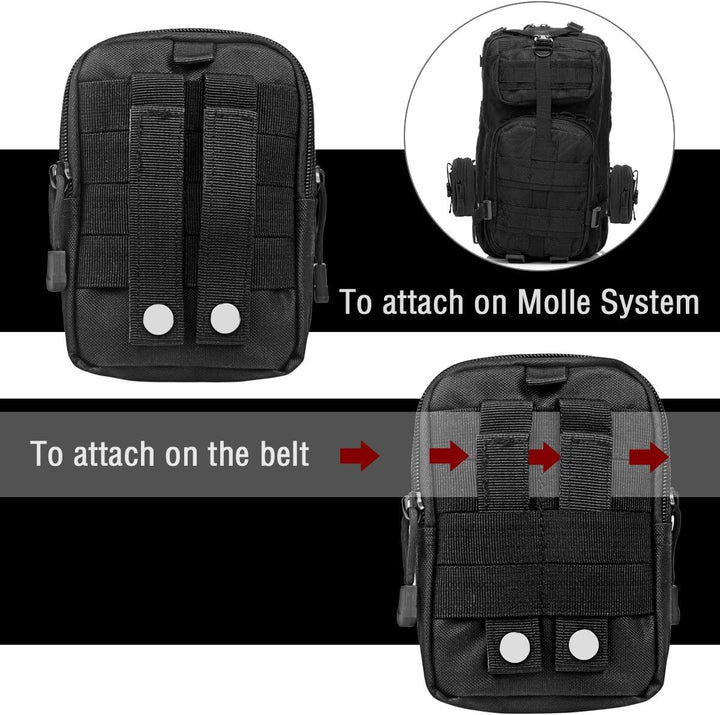 Compact Tactical Molle Pouch with Phone Holster and Utility Pockets – 1+1 FREE