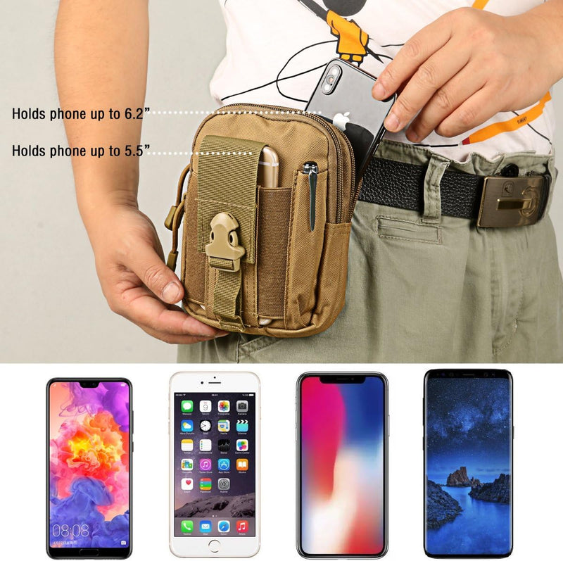 Compact Tactical Molle Pouch with Phone Holster and Utility Pockets – 1+1 FREE