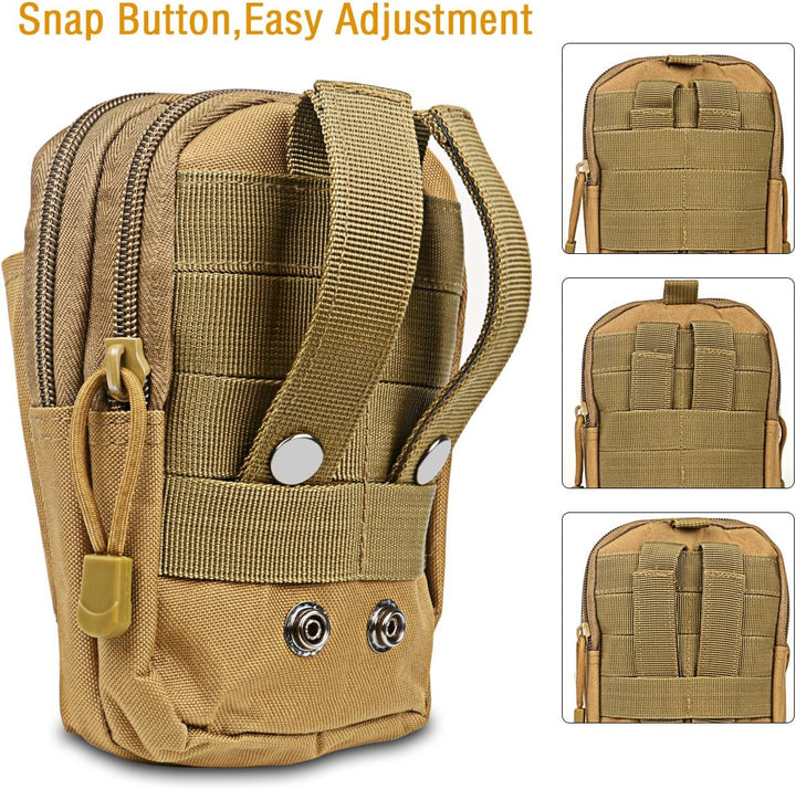 Compact Tactical Molle Pouch with Phone Holster and Utility Pockets – 1+1 FREE
