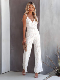 Zelina's Bohemian Wide-Leg Jumpsuit-White-S-State of Style