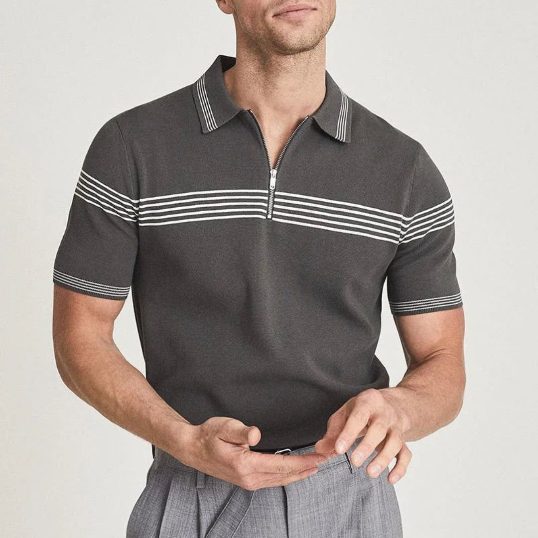 Zip Neck Polo Shirt | Comfortable Casual Wear-Gray-S-State of Style