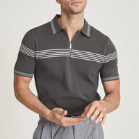 Zip Neck Polo Shirt | Comfortable Casual Wear-Gray-S-State of Style