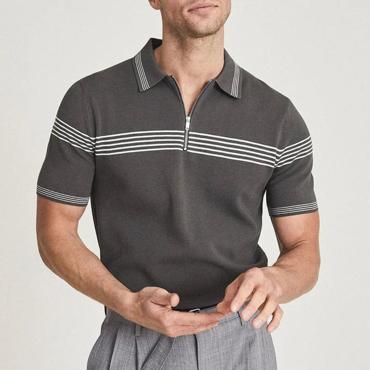 Zip Neck Polo Shirt | Comfortable Casual Wear-Gray-S-State of Style