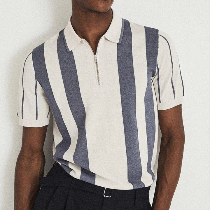 Zip Neck Polo Shirt | Comfortable Casual Wear-White-S-State of Style