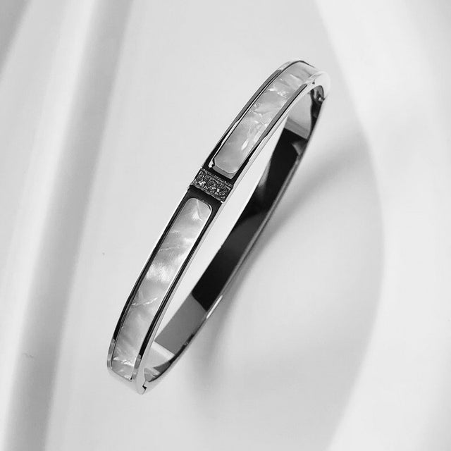 ZIRCON INLAY BRACELET-Double W silver-58-60mm-State of Style