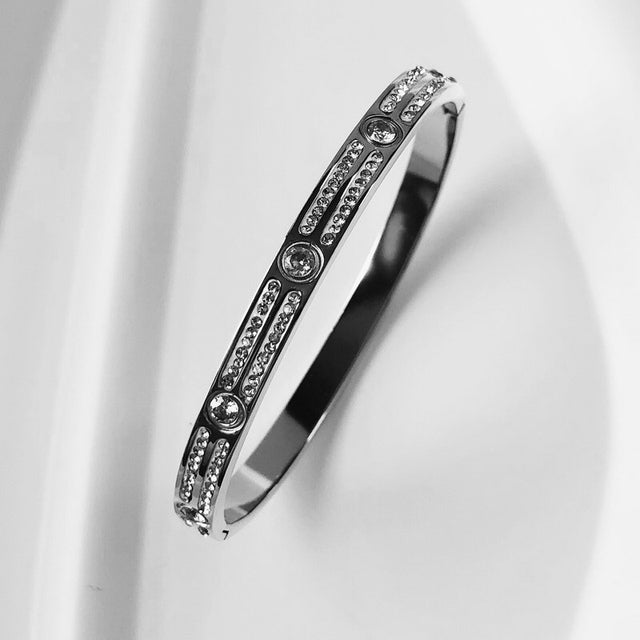 ZIRCON INLAY BRACELET-Full stone silver-58-60mm-State of Style