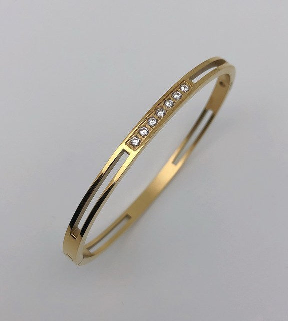 ZIRCON INLAY BRACELET-Hollow gold-58-60mm-State of Style