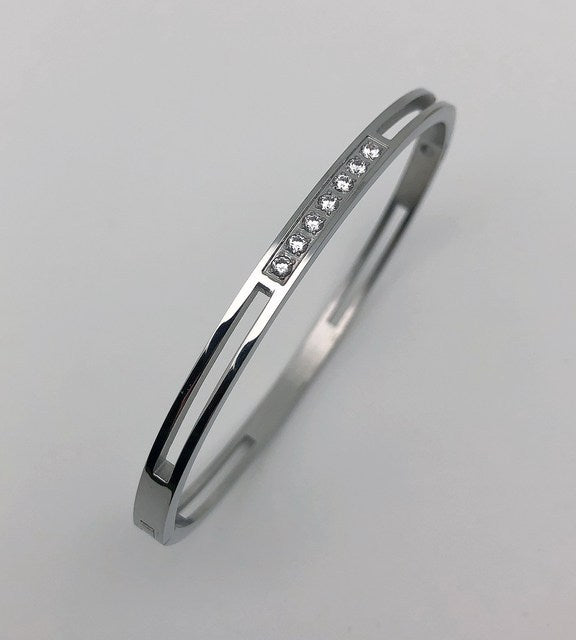ZIRCON INLAY BRACELET-Hollow silver-58-60mm-State of Style