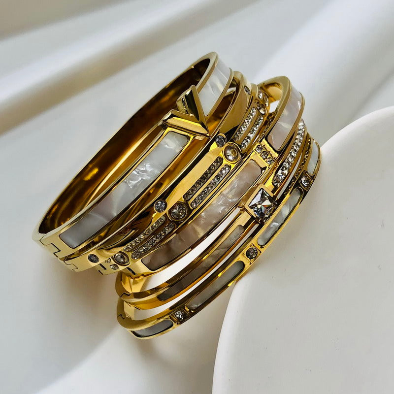 ZIRCON INLAY BRACELET-V-Gold-58-60mm-State of Style