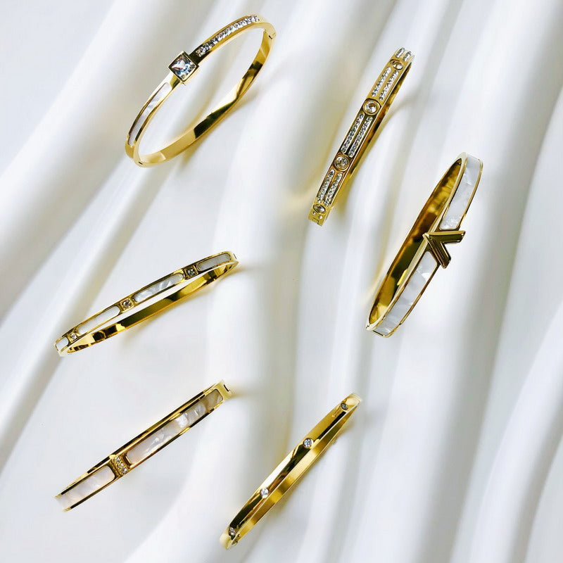 ZIRCON INLAY BRACELET-V-Gold-58-60mm-State of Style