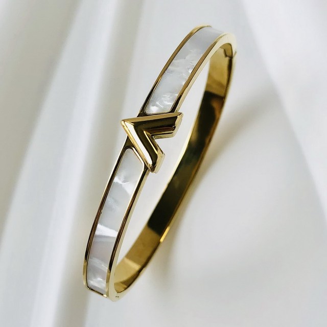 ZIRCON INLAY BRACELET-V-Gold-58-60mm-State of Style