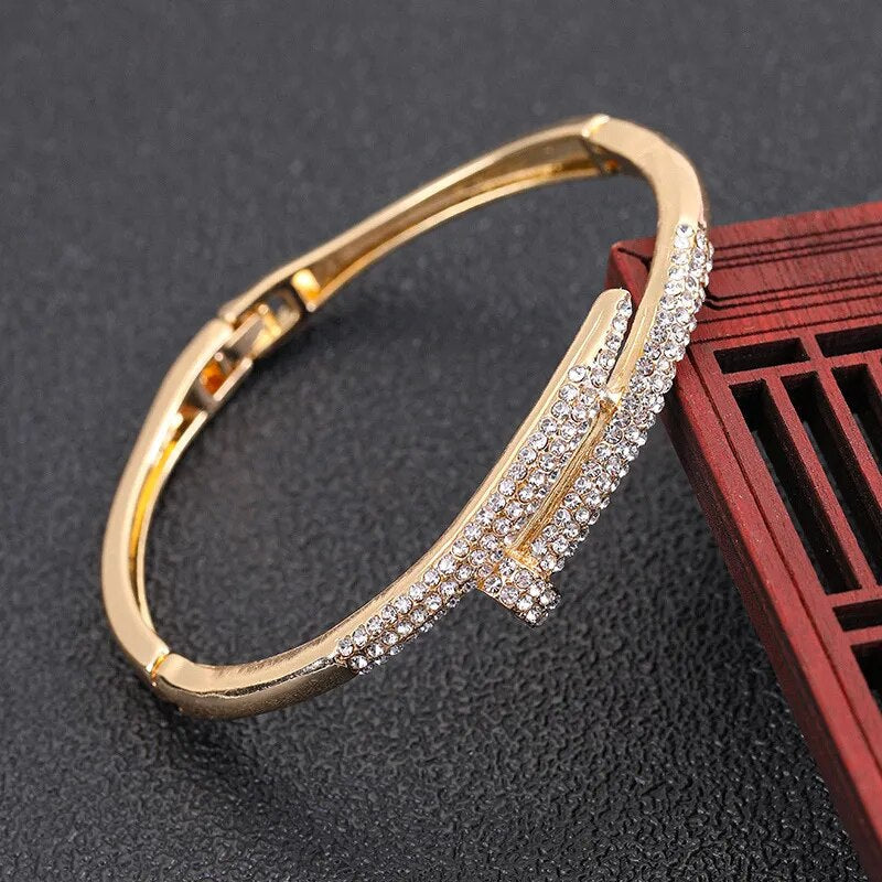 Zircon Nail Design Bracelet | Elegant and Sparkling-Gold-State of Style