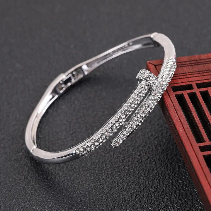Zircon Nail Design Bracelet | Elegant and Sparkling-Silver-State of Style
