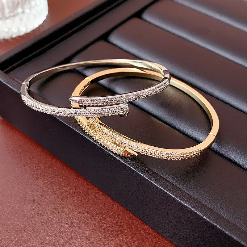 Zircon Nail Design Bracelet | Elegant and Sparkling-Silver-State of Style