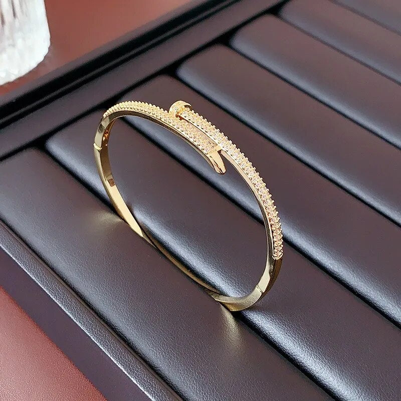 Zircon Nail Design Bracelet | Elegant and Sparkling-Silver-State of Style