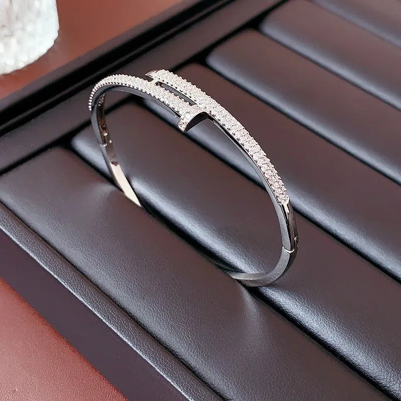 Zircon Nail Design Bracelet | Elegant and Sparkling-Silver-State of Style