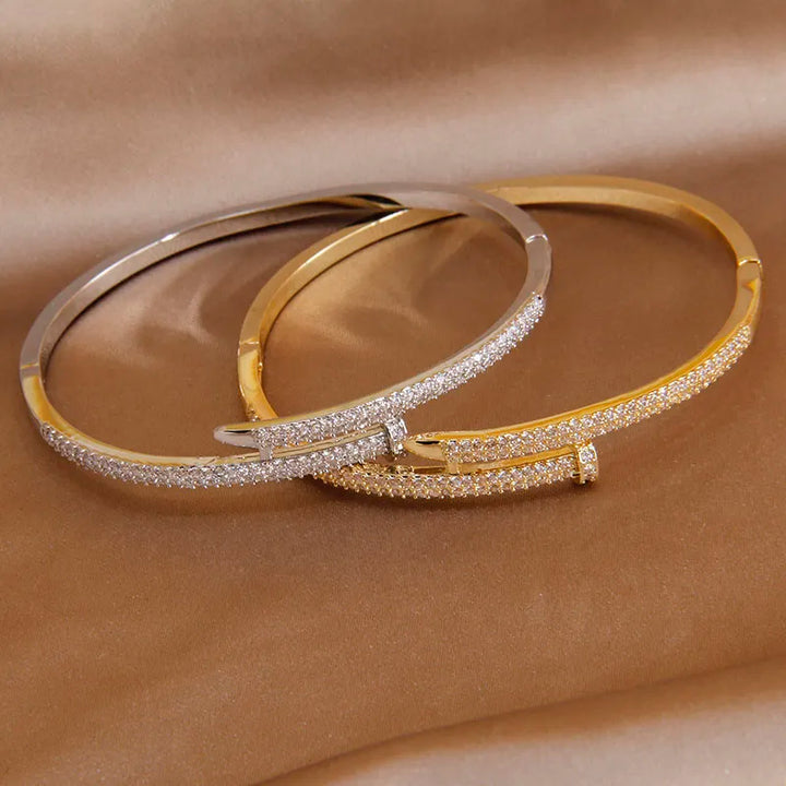 Zircon Nail Design Bracelet | Elegant and Sparkling-Silver-State of Style