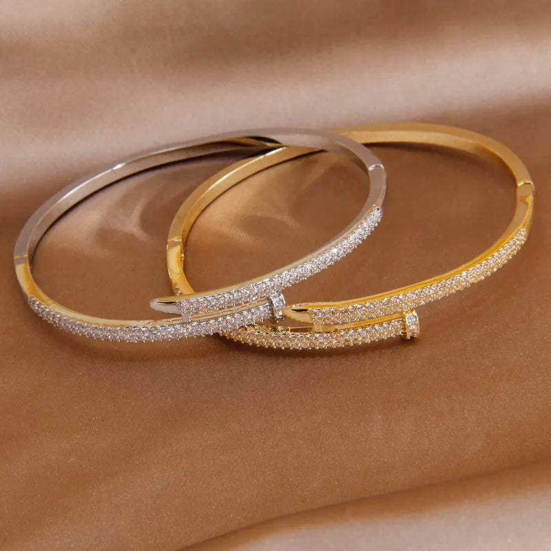 Zircon Nail Design Bracelet | Elegant and Sparkling-Silver-State of Style