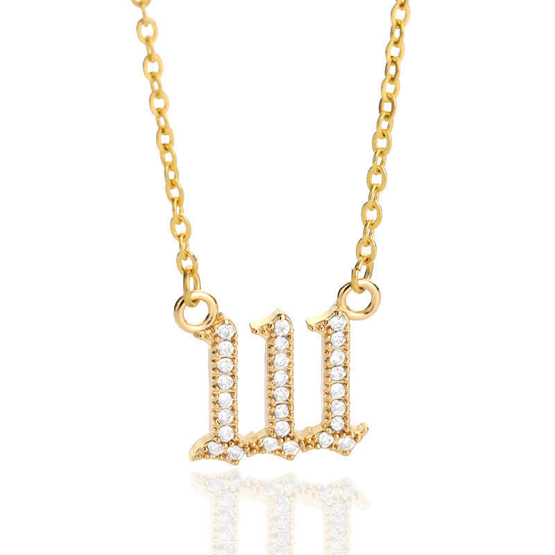 Zirconia Angel Numbers Necklace - Seraphina-Gold-111-State of Style